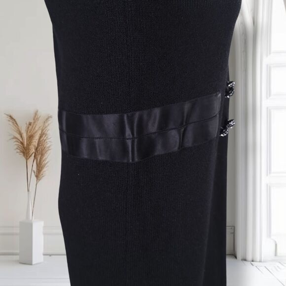 Vintage 90s Adolfo Saks Santana Knit Blazer Dress Size M Rhinestone Buttons - Picture 8 of 16